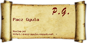 Pacz Gyula névjegykártya